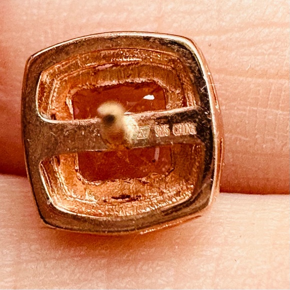 STERLING SILVER 925 Rose Gold Vermeil Stud Earrings CZ Peach & Clear Dainty - Picture 7 of 11